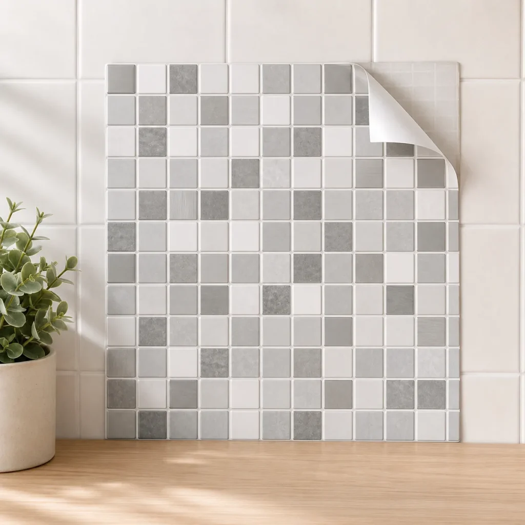 Beispielhafte Darstellung selbstklebender Mosaik-Fliesenaufkleber